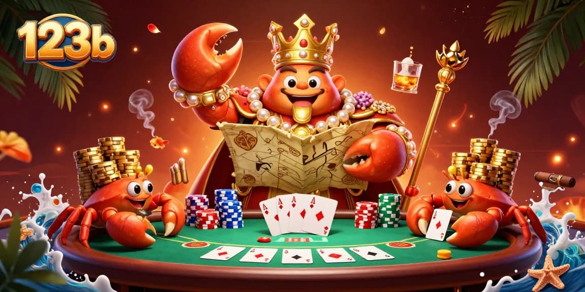 Experience thrilling gameplay at 123b with our golden crab emperor ruling the casino.