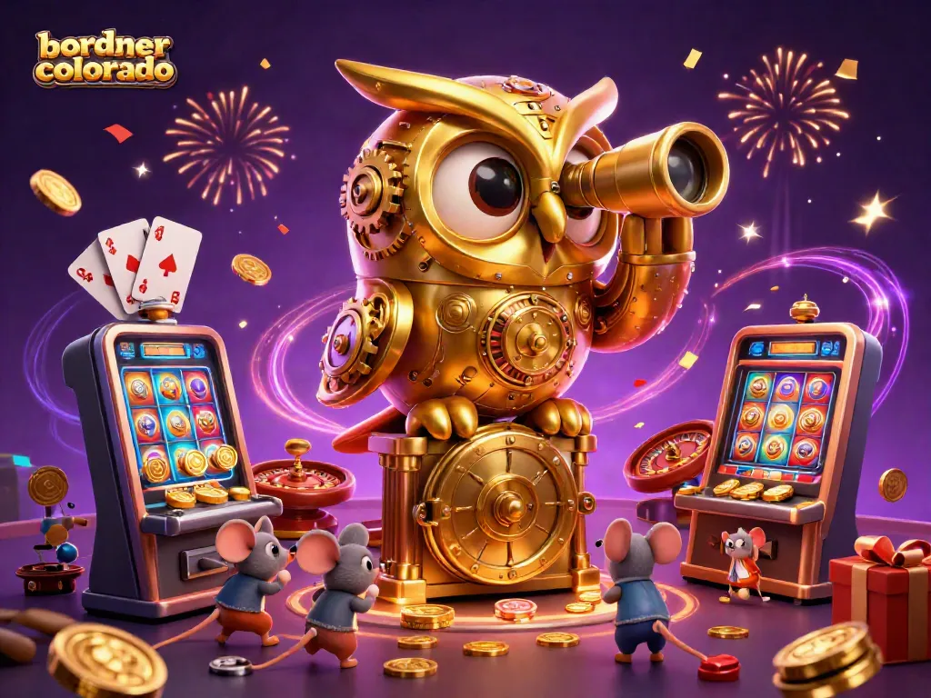 Experience the thrilling bordnercolorado casino scene with a dynamic 3D owl and vibrant gameplay elements.