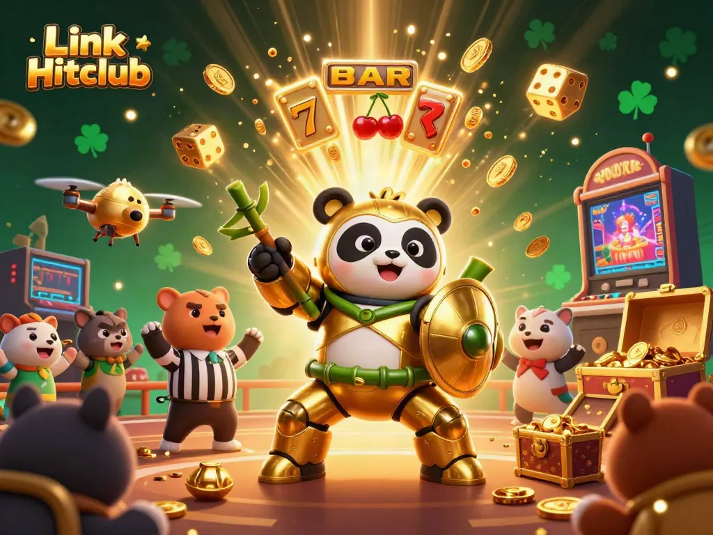 Experience the thrill of Link Hitclub with a vibrant 3D casino scene showcasing big wins and dynamic gameplay.